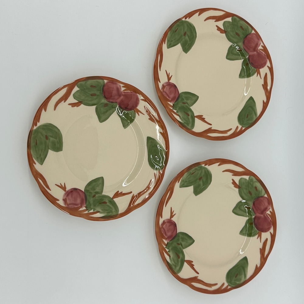Vintage Franciscan Apple Salad Plates Hand Painted Excellent Set 3  England Farm